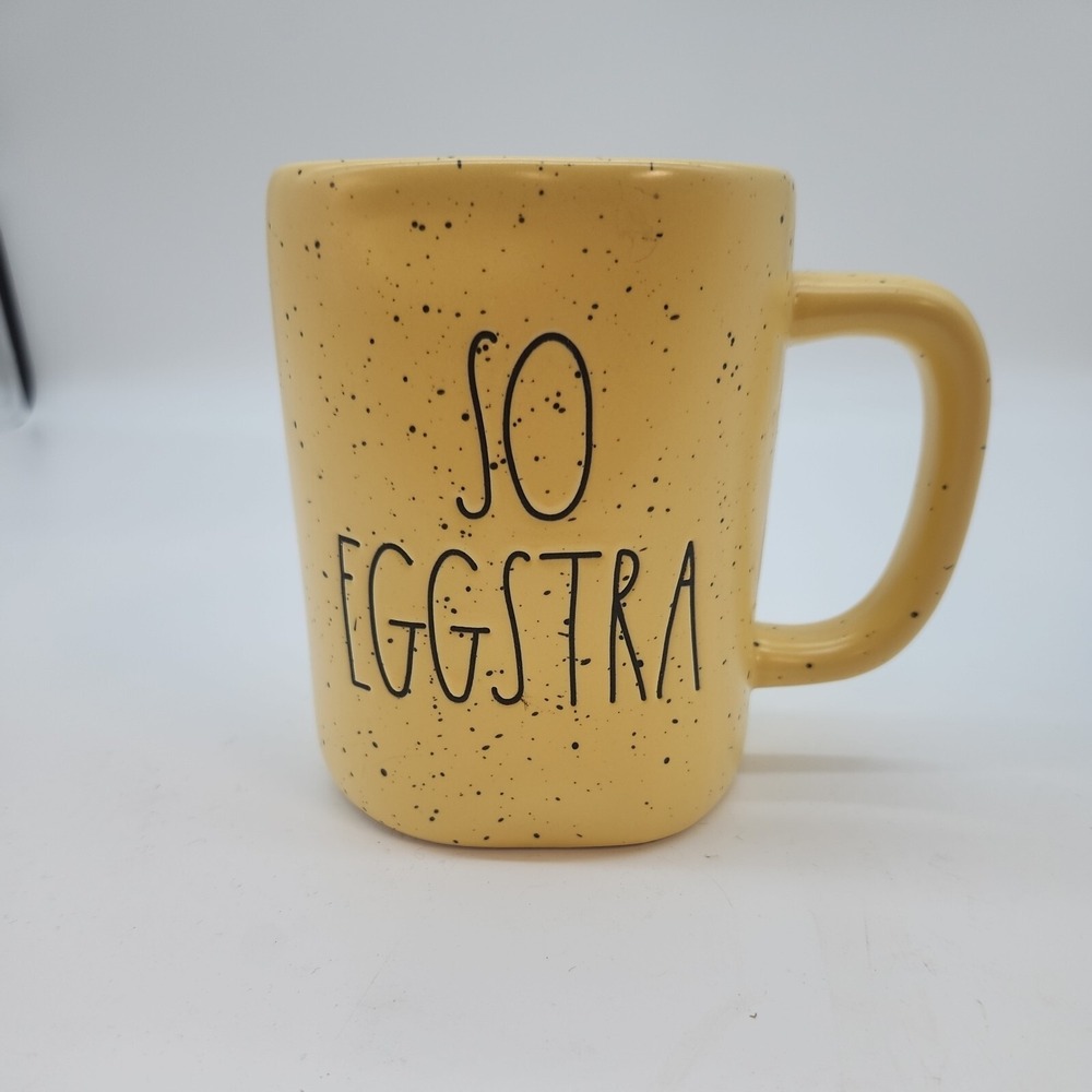 Rae Dunn Easter Yellow Speckled SO EGGSTRA Mug By Magnolia